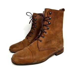 Classic Brown Nubuck Leather Lace Up Boots - Size 5.5